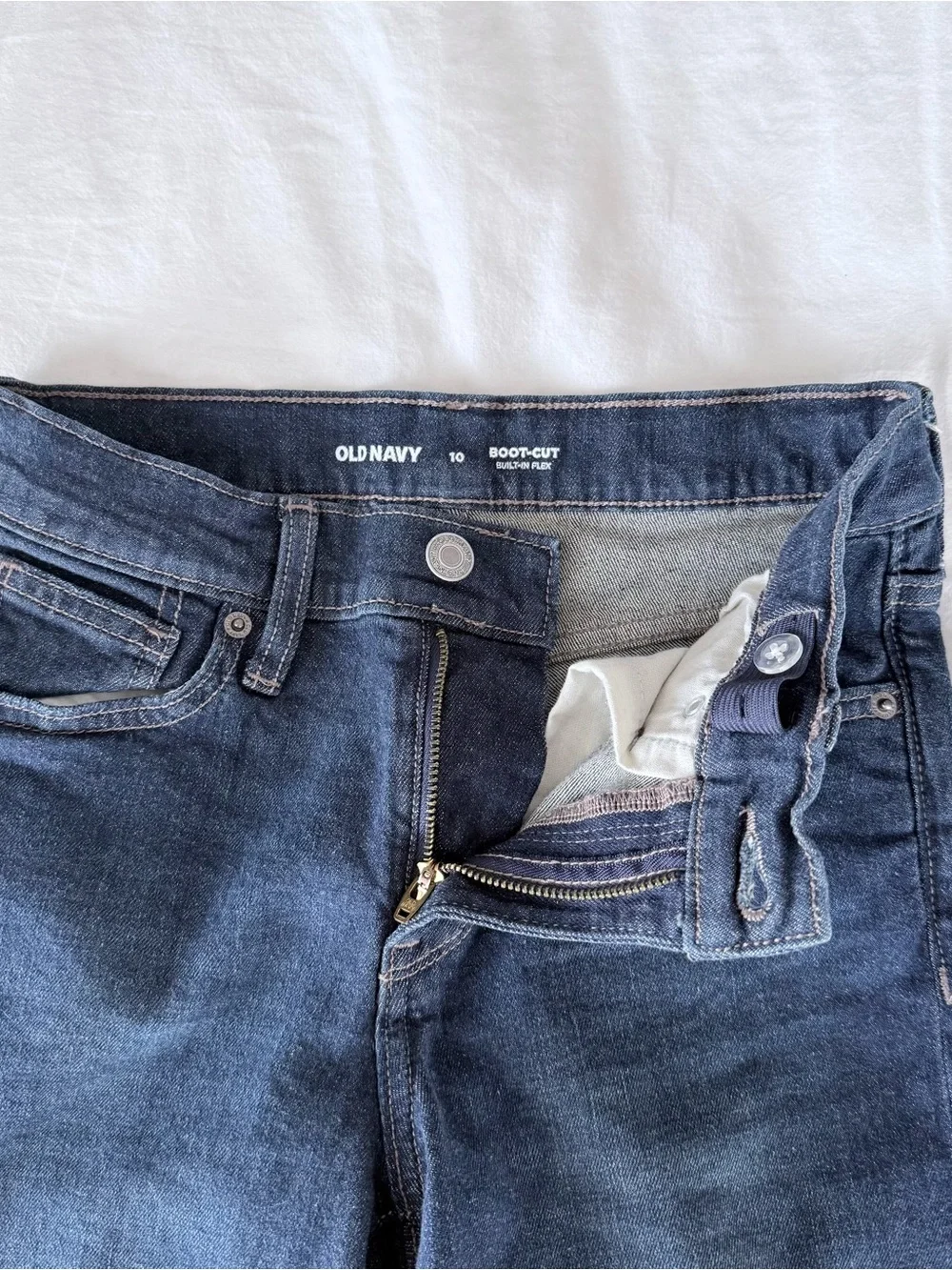 Old Navy Boys Built-In Flex Bootcut Jeans Adjustable Waist Dark Wash Size 10